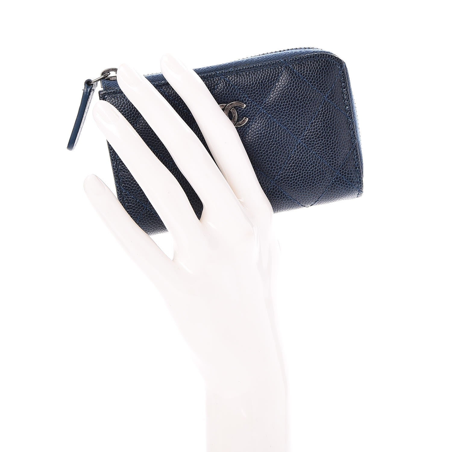 Chanel Caviar Quilted Key Holder Case Blue 2 of 8