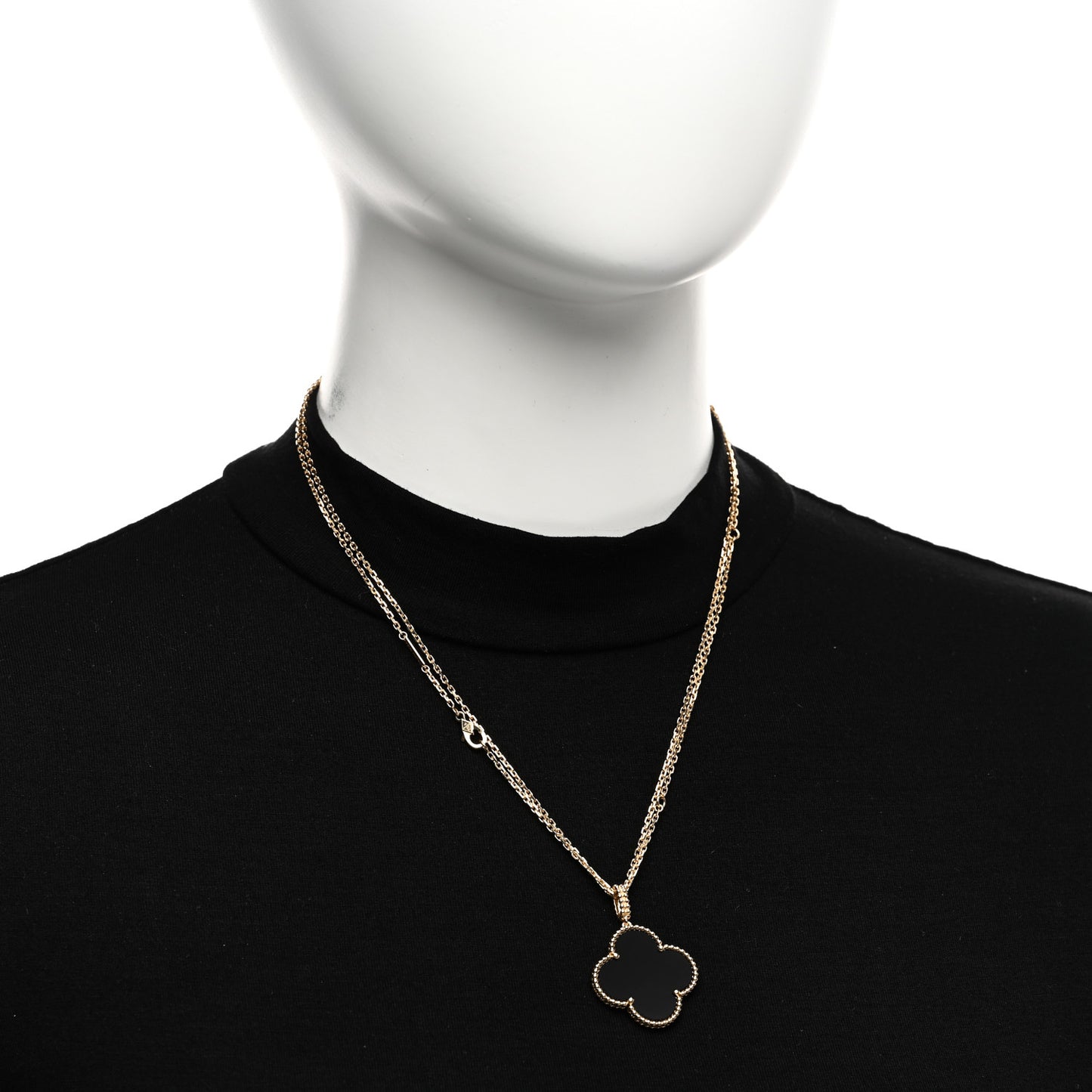 18K Yellow Gold Black Onyx Magic Alhambra Pendant Necklace