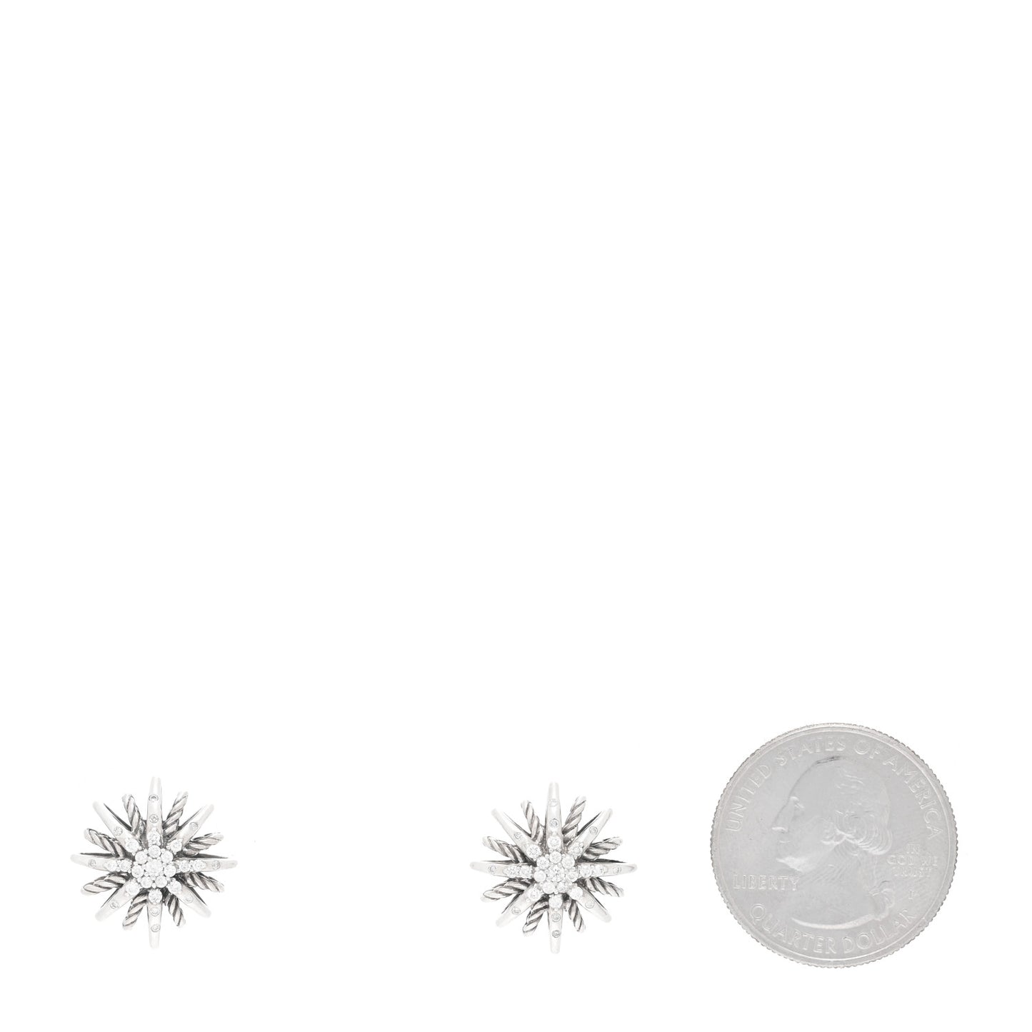 Sterling Silver Diamond 16mm Starburst Earrings