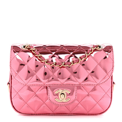 Chanel Mirror Calfskin Metallic Lambskin Quilted Hollywood Boulevard Mini Flap With Star Coin Purse Pink 1 of 12