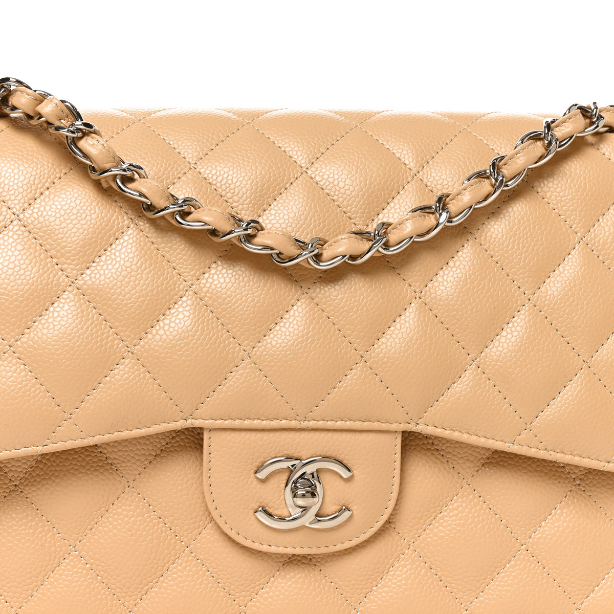 Chanel Caviar Quilted Jumbo Double Flap Beige Clair 8 of 11