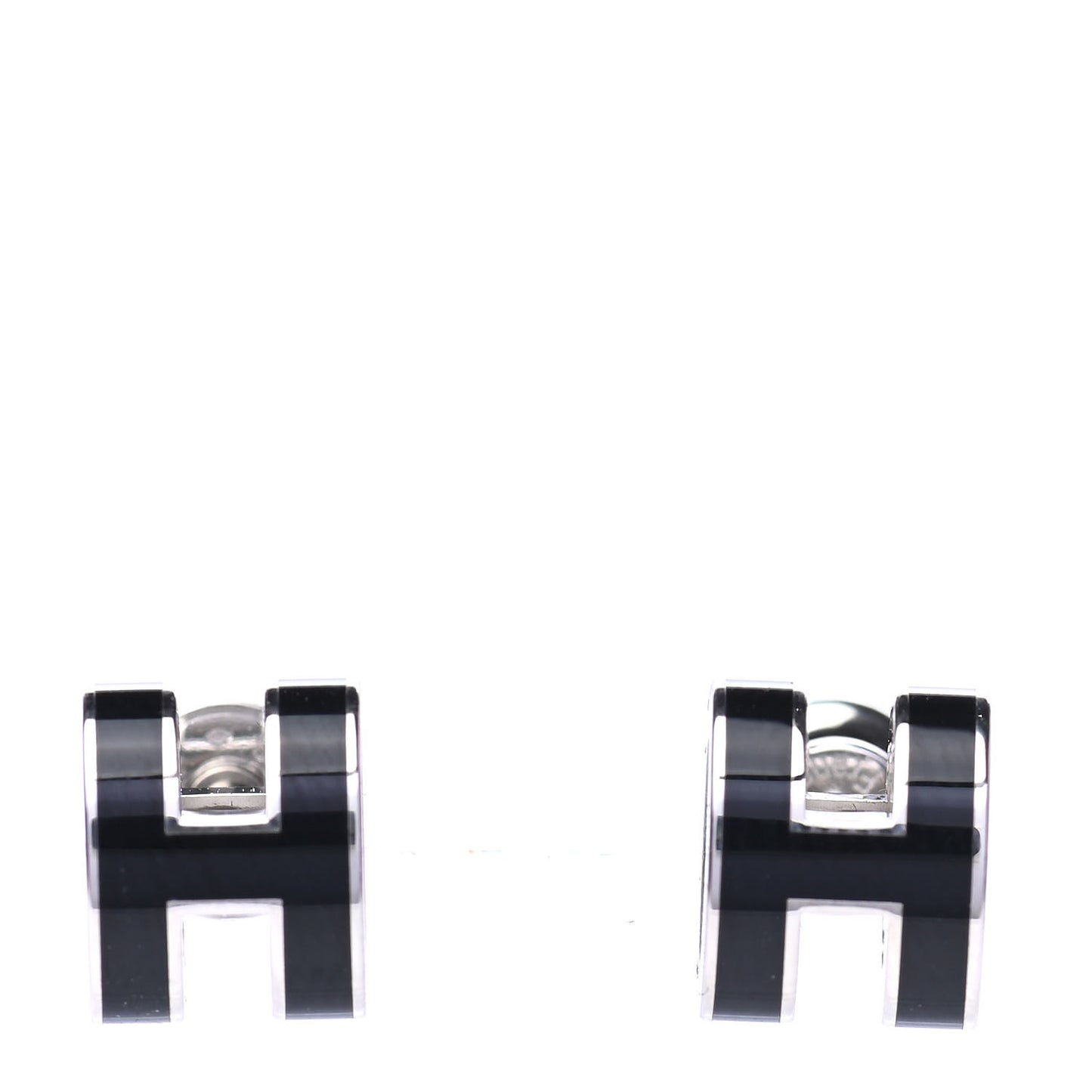 Palladium Lacquered Mini Pop H Earrings Black