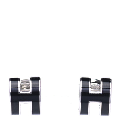 Hermes Palladium Lacquered Mini Pop H Earrings Black 1 of 4