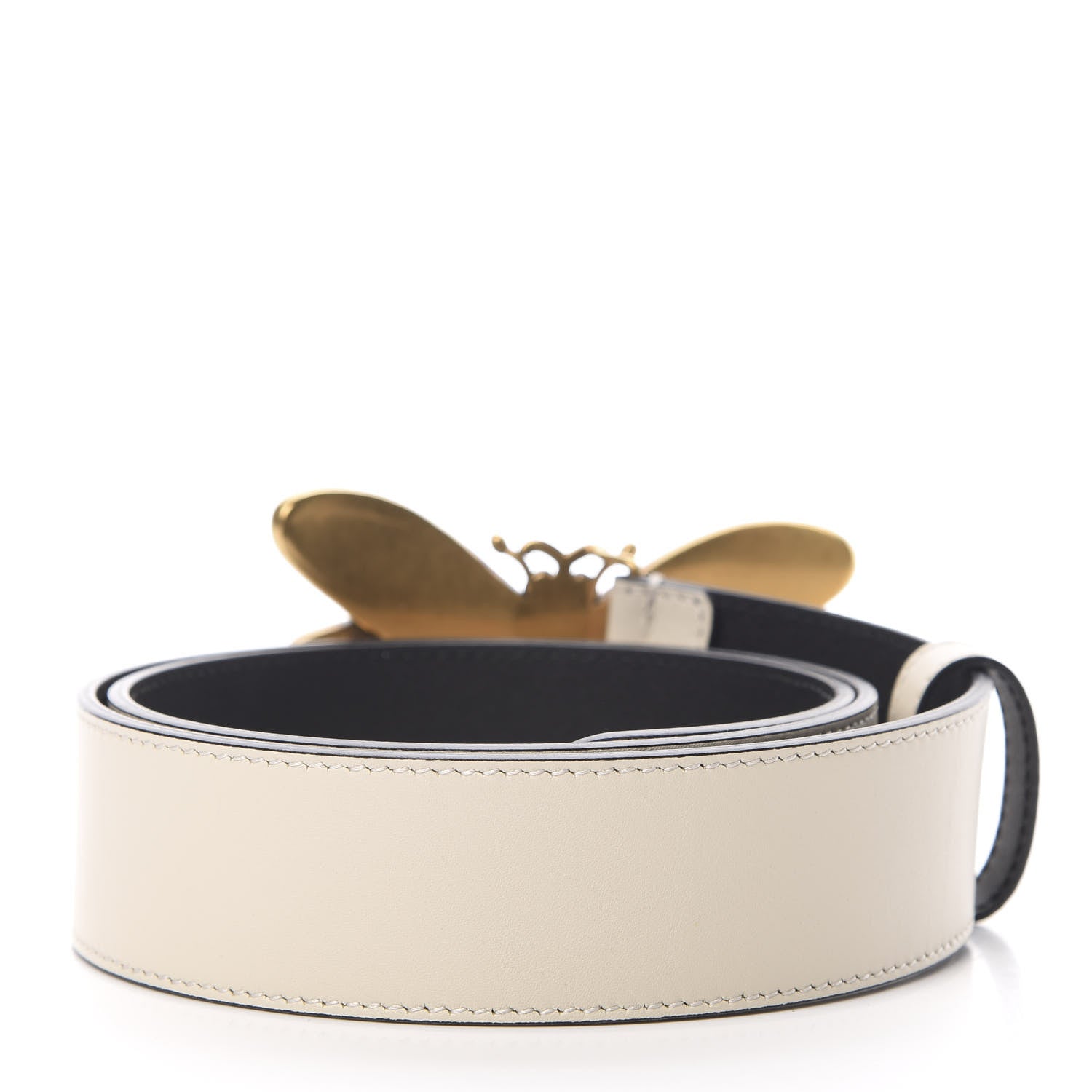 Gucci Calfskin Queen Margaret Bee Belt 85 34 White 2 of 6