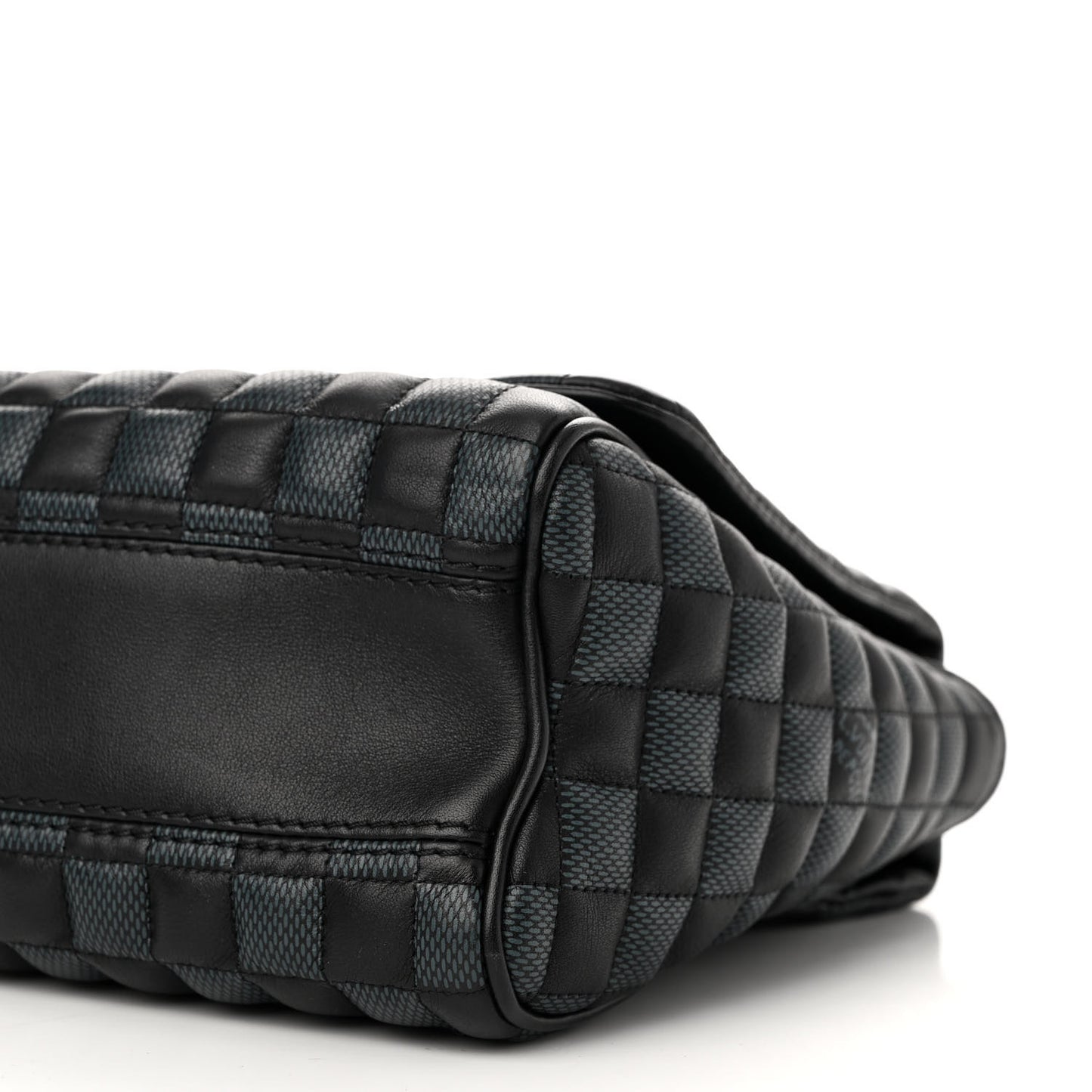 Calfskin Quilted Damier Twist MM Black Anthracite
