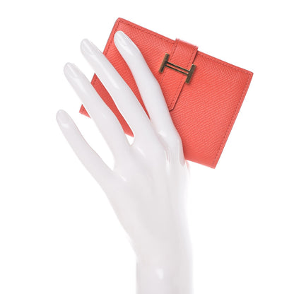 Hermes Epsom Bearn Card Holder Wallet Rose Jaipur 2 of 8