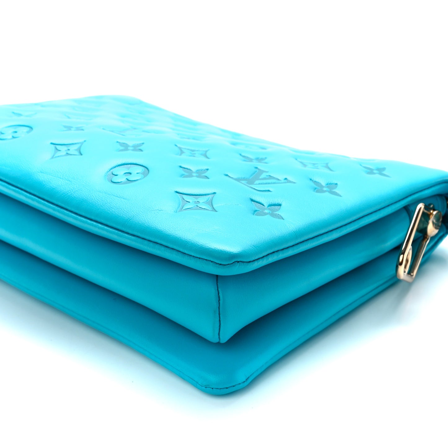 Lambskin Embossed Monogram Coussin PM Turquoise