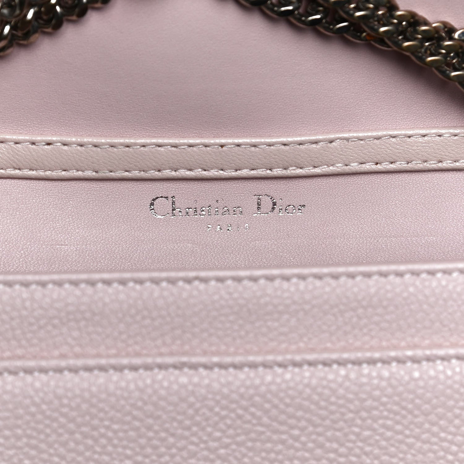 Christian Dior Grained Calfskin Diorama Wallet on Chain Pouch Rose Poudre 5 of 11