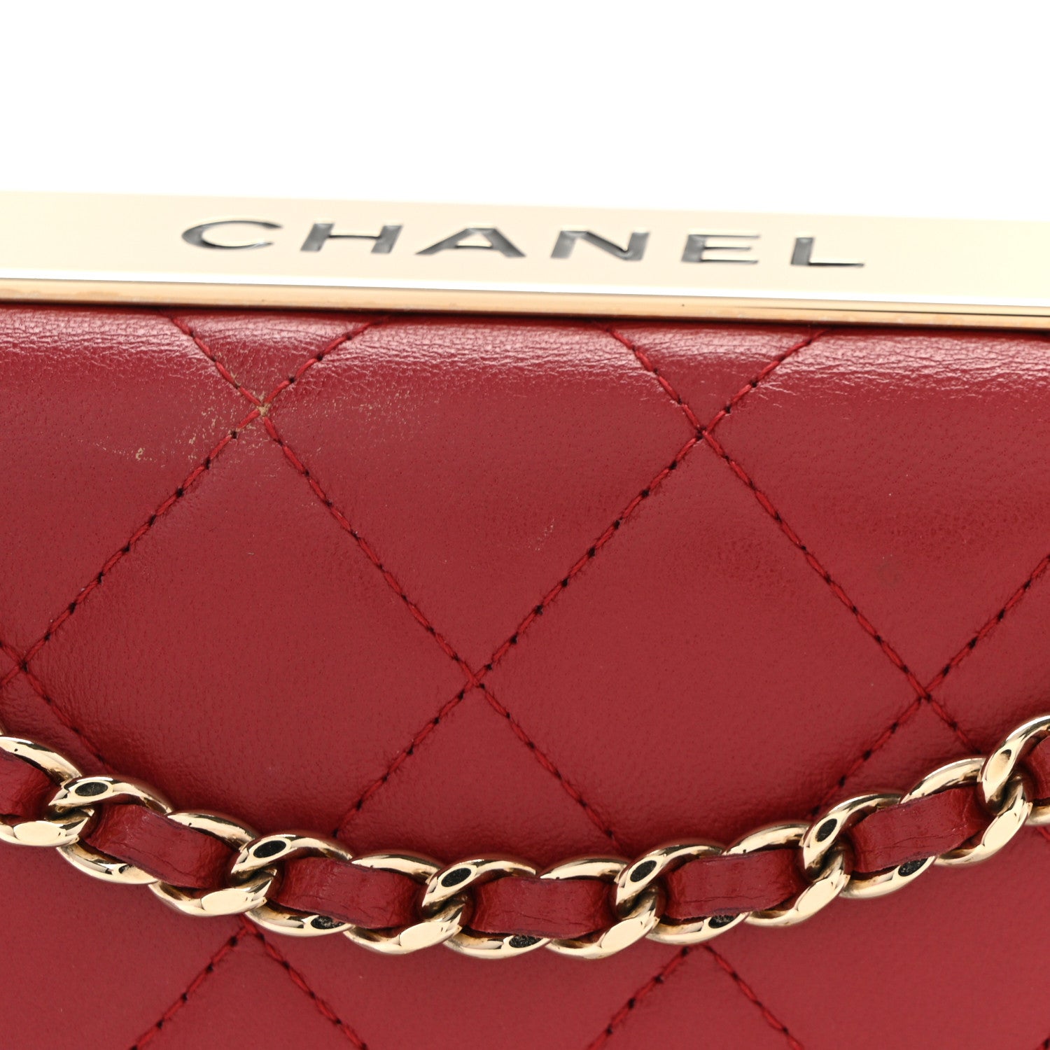 Chanel Lambskin Quilted Trendy CC Wallet On Chain WOC Red 12 of 12
