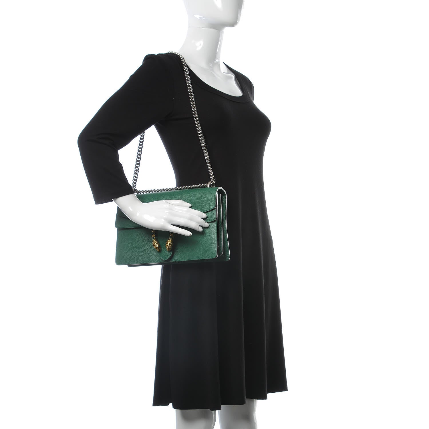 Gucci Pebbled Calfskin Small Dionysus Shoulder Bag Emerald 2 of 9