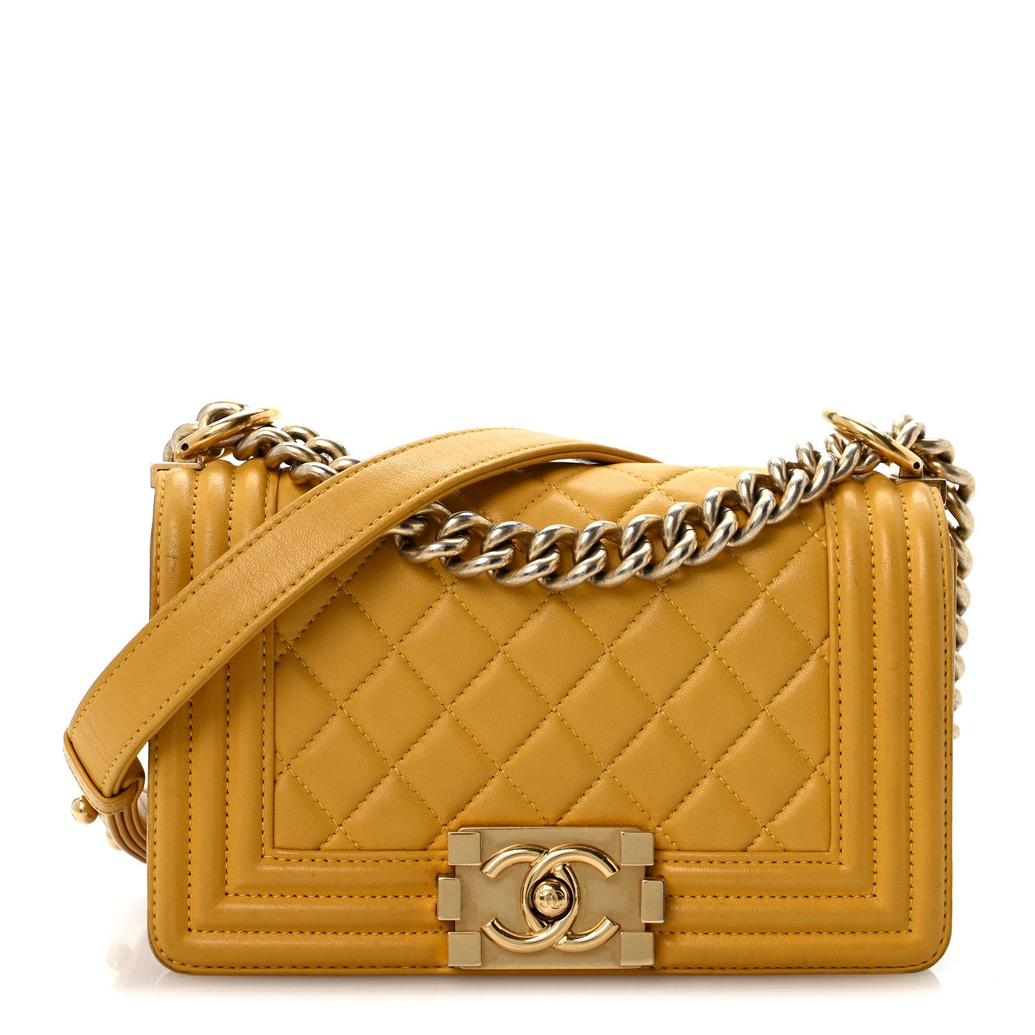 Chanel Lambskin Quilted Small Boy Flap Yellow 1 of 13