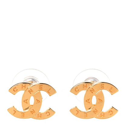 Chanel Metal CC Paris Button Stud Earrings Gold 1 of 5