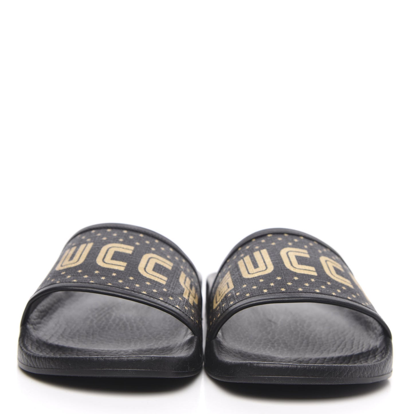 X SEGA Supreme Canvas GUCCY Stars Womens Slide Sandals 38 Black Gold