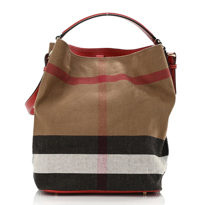 Burberry Canvas Mega Check Medium Ashby Hobo Cadmium Red 3 of 9
