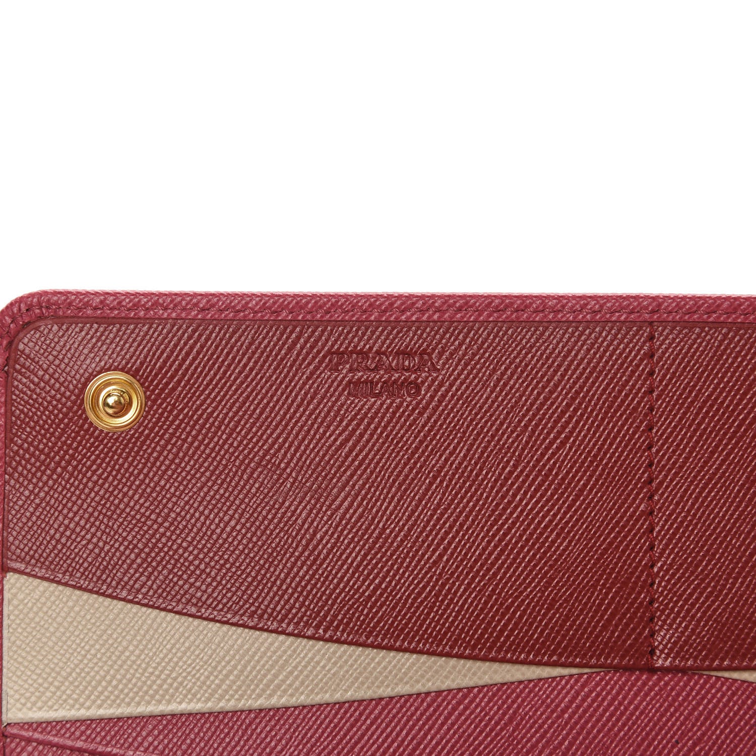 Prada Saffiano Metal Continental Flap Wallet Fragola Talco 7 of 9