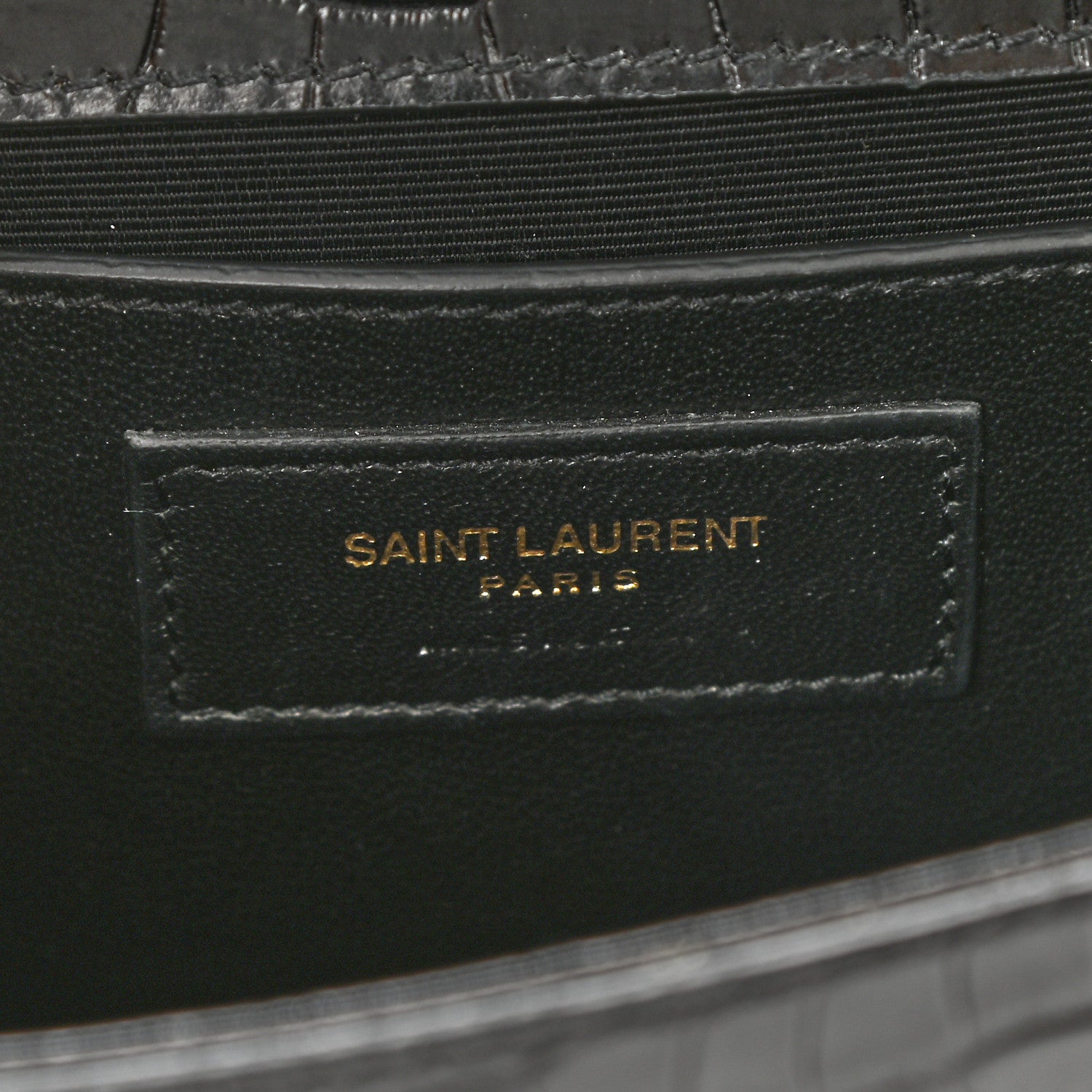 Saint Laurent Calfskin Crocodile Embossed Small Classic Monogram Kate Tassel Satchel Black 7 of 10