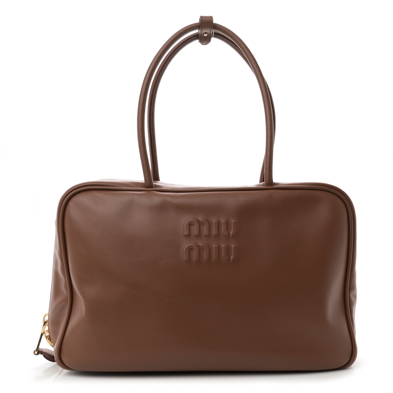 Miu Miu Soft Calf Softy Large Beau Top Handle Bag Cognac 1 of 9