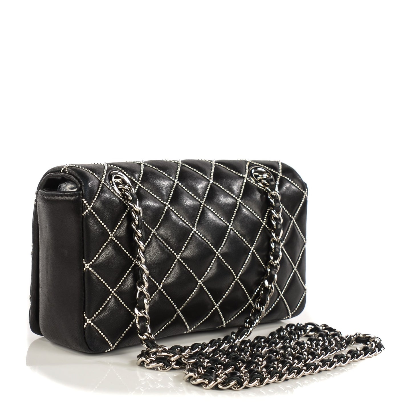 Lambskin Chain Quilted Mini Flap Black