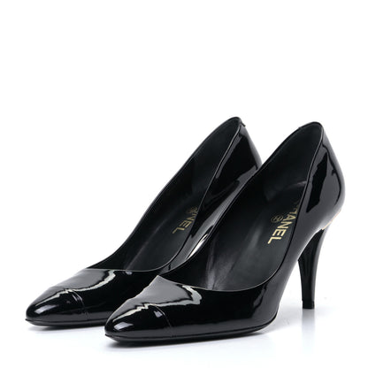 Chanel Patent Cap Toe CC Pumps 40 Black 3 of 7