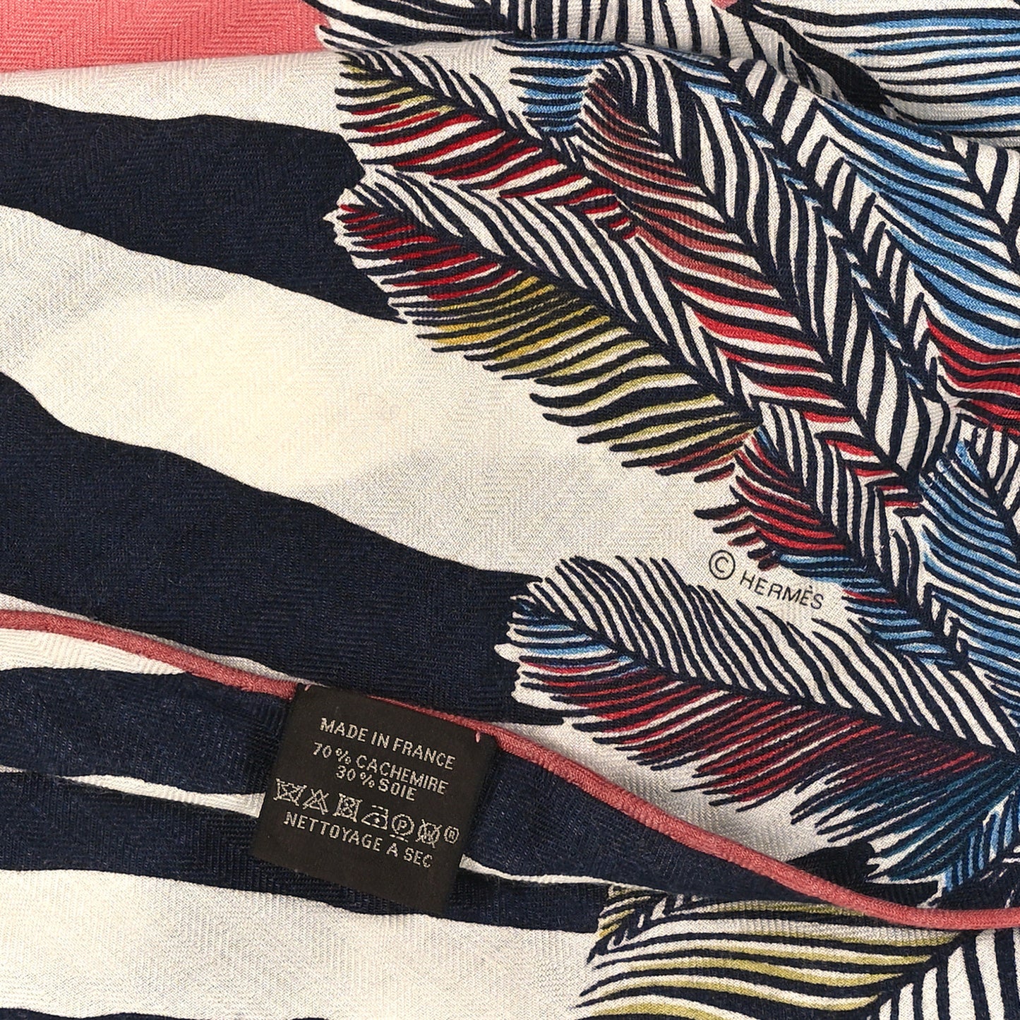 Cashmere Zebra Pegasus Pointe Triangle Scarf Vieux Rose Black White