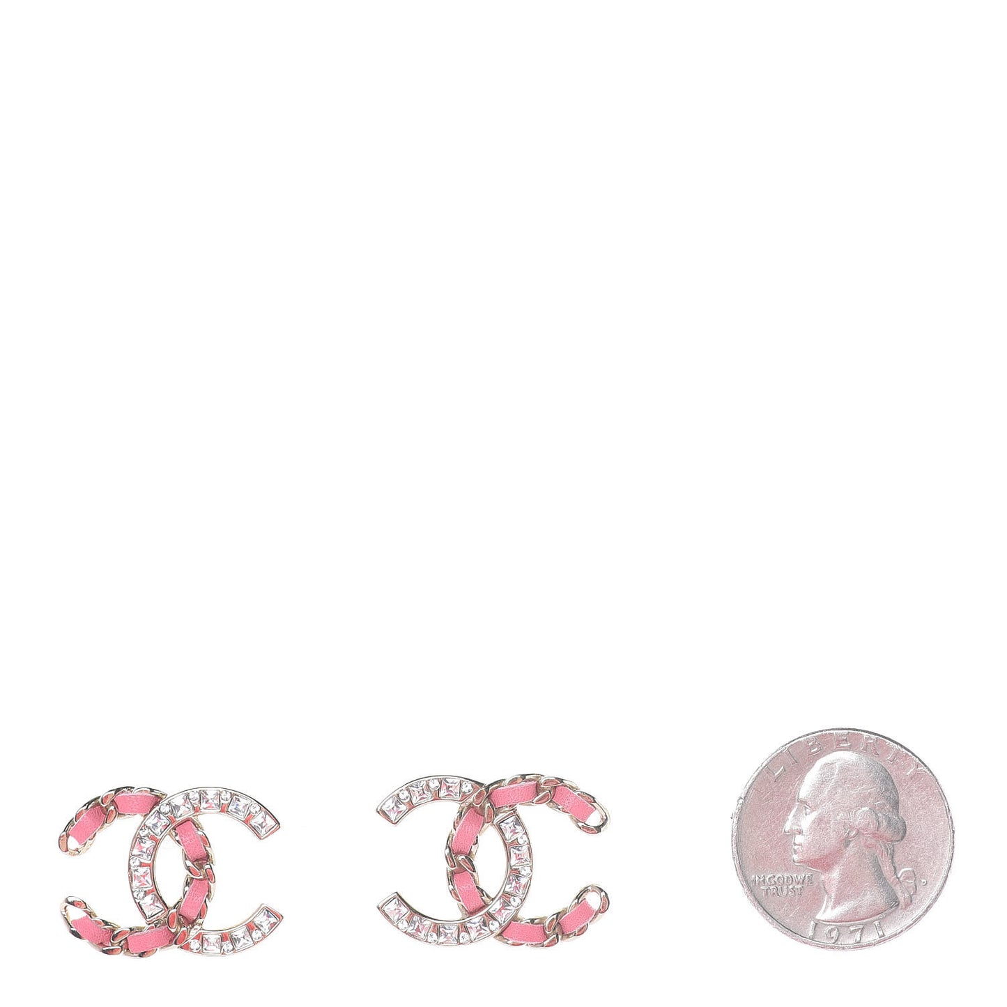 Crystal Baguette Lambskin Large CC Earrings Gold Pink