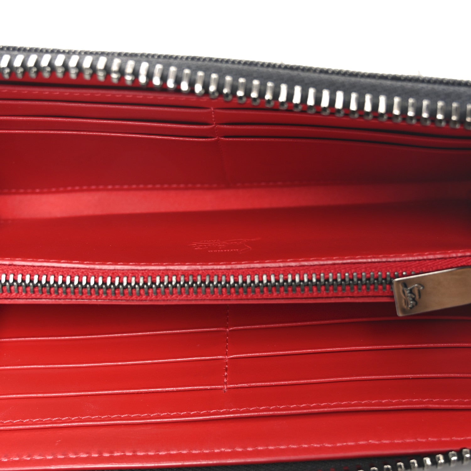 Christian Louboutin Denim Panettone Spiked Zip Around Wallet Black 5 of 6