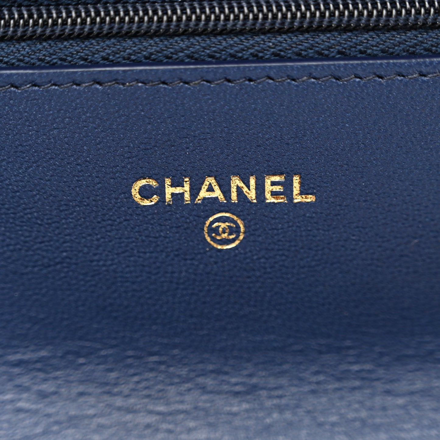 Lambskin Quilted Sweet Camellia Wallet On Chain WOC Navy Blue