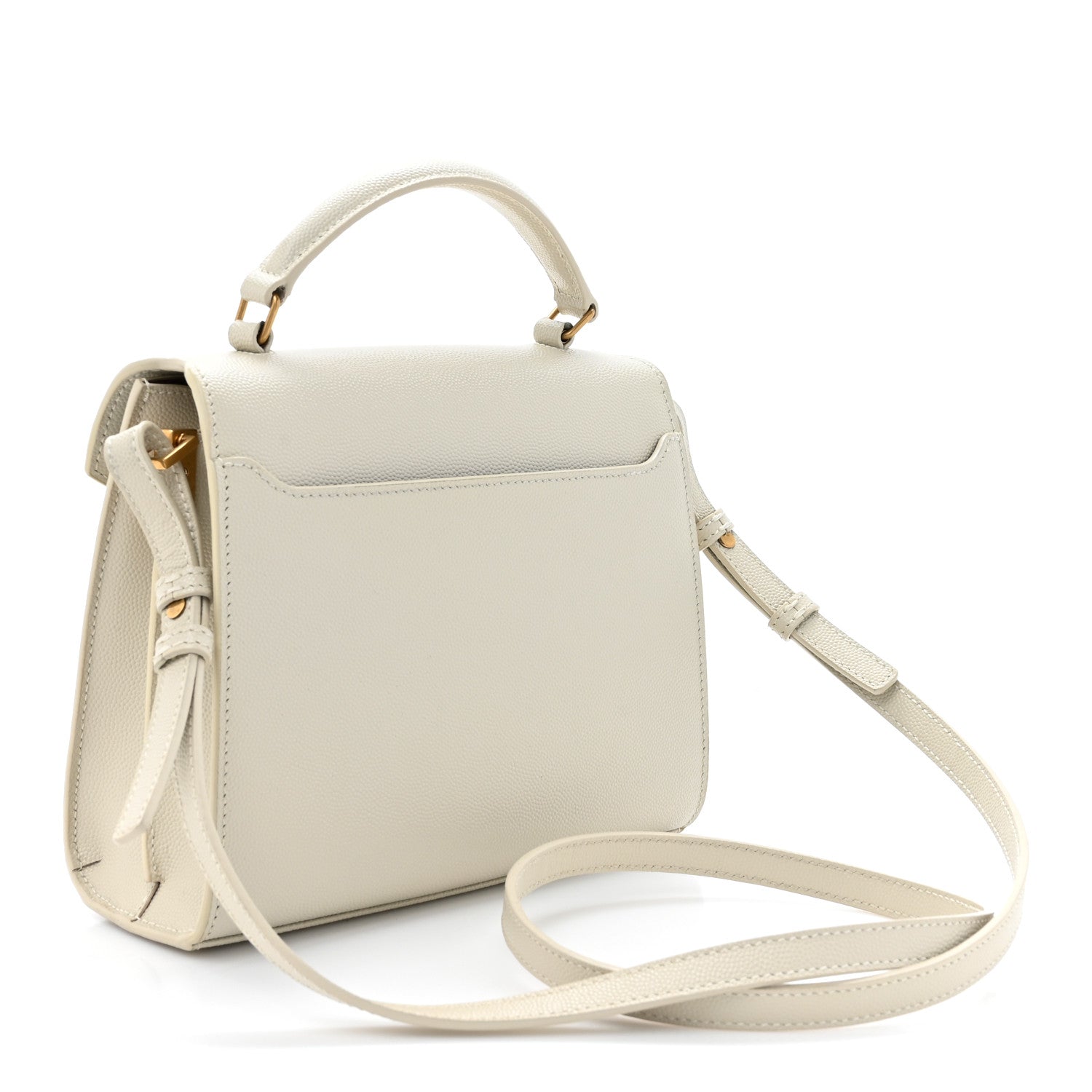 Saint Laurent Grain de Poudre Mini Classic Monogram Cassandra Top Handle Vintage White 3 of 16