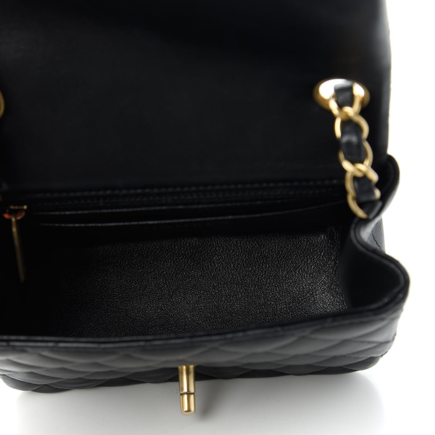 Lambskin Quilted Mini Square Flap Black