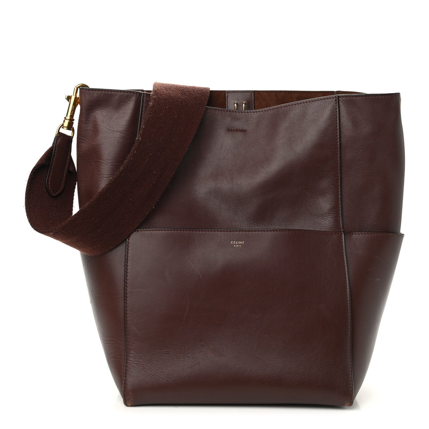 Supersoft Calfskin Sangle Bucket Bag Burgundy