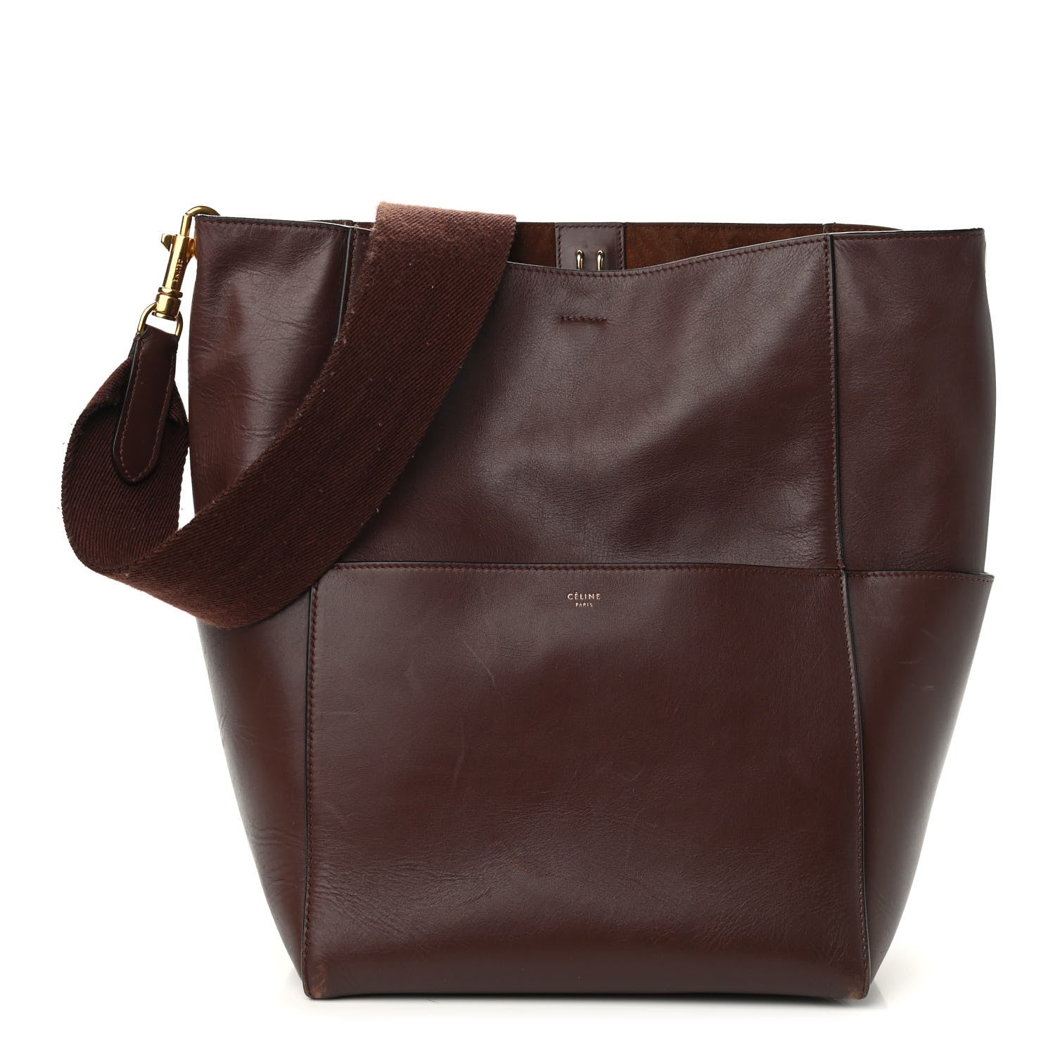 Celine Supersoft Calfskin Sangle Bucket Bag Burgundy 1 of 16