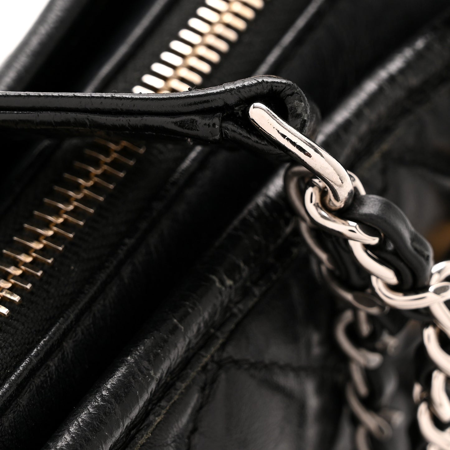 Aged Calfskin Quilted Small Gabrielle Hobo Black
