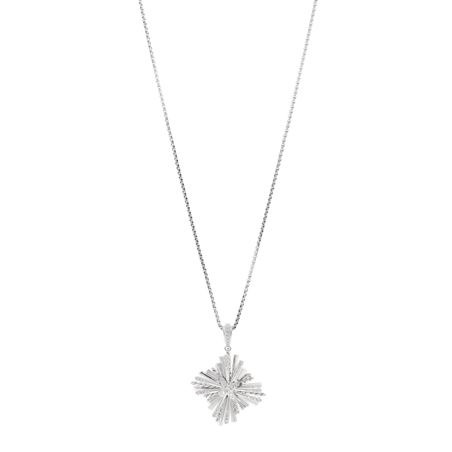 David Yurman Sterling Silver Diamond Angelika Maltese Pendant Necklace 1 of 4