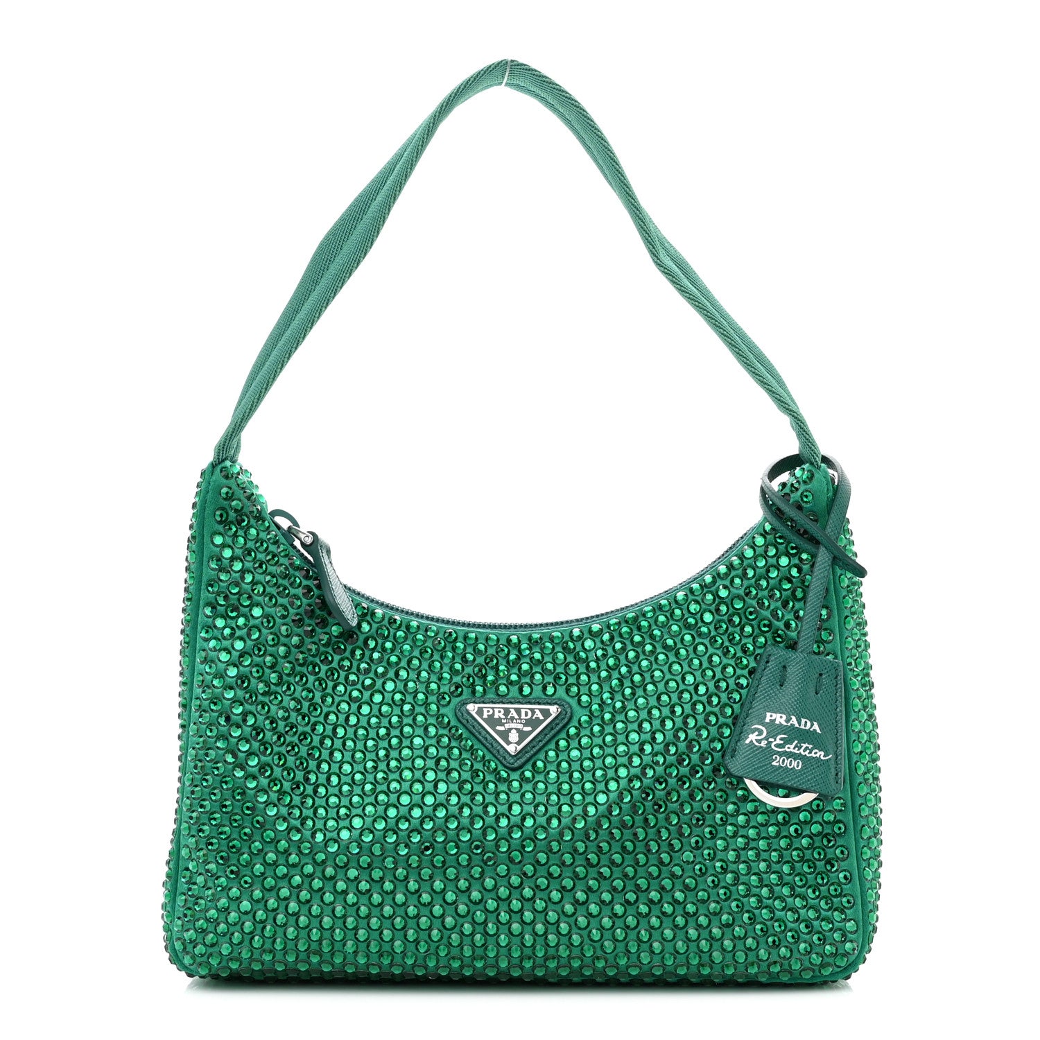 Prada Satin Crystal Mini Re-Edition 2000 Bag Mango 1 of 10