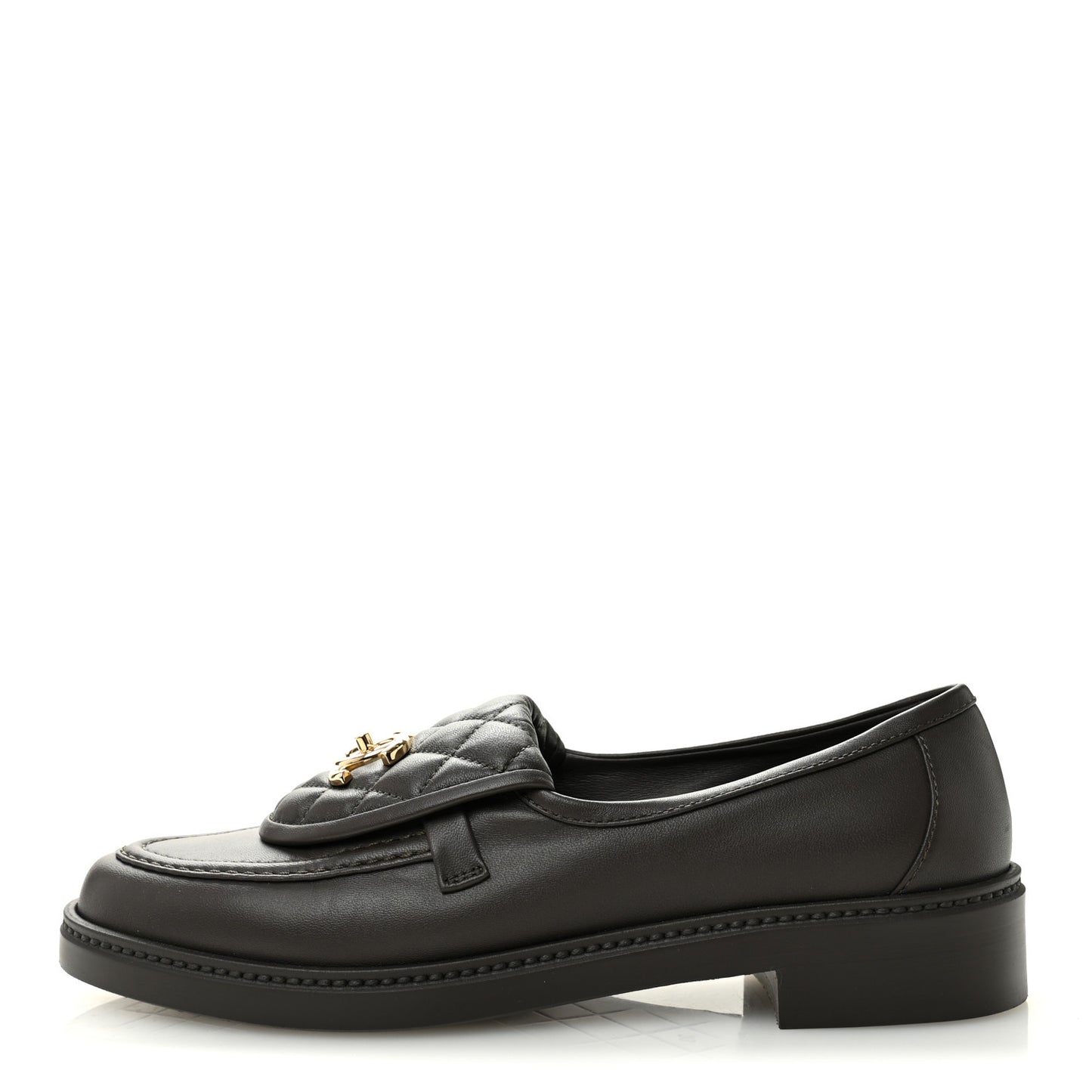 Lambskin Quilted CC Turnlock Loafers 39 Dark Brown