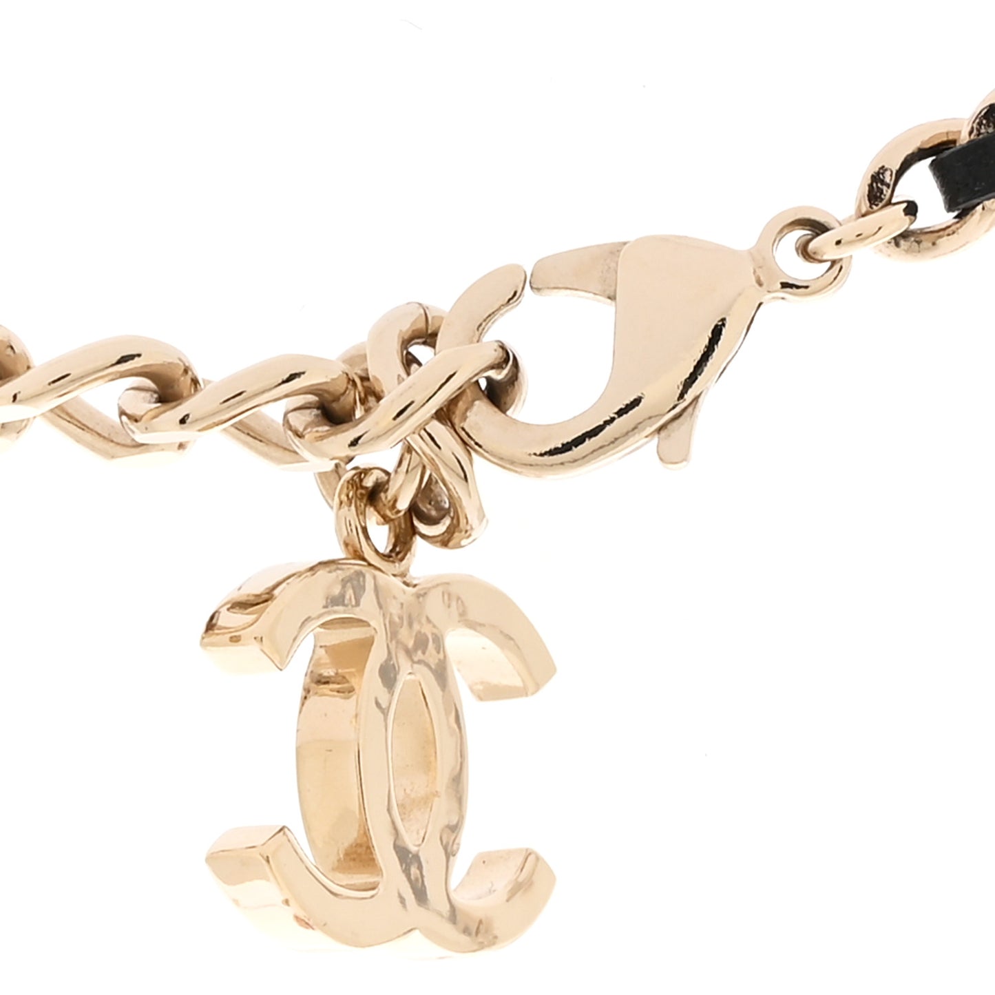 Tweed Lambskin CC Heart Locket Necklace Gold Black Beige