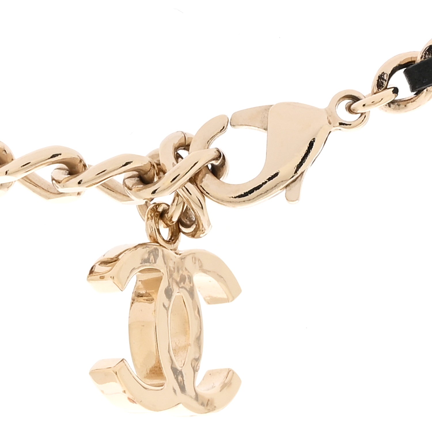 Chanel Tweed Lambskin CC Heart Locket Necklace Gold Black Beige 7 of 9