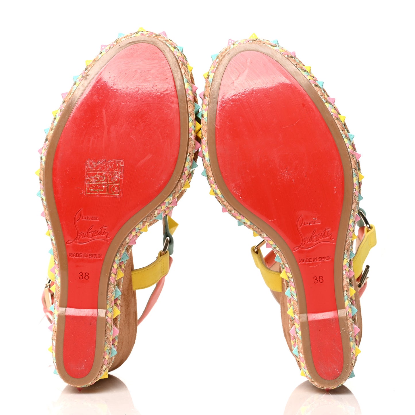 Veau Velours Pyraclou 110 Wedge Sandals 38 Biscotto
