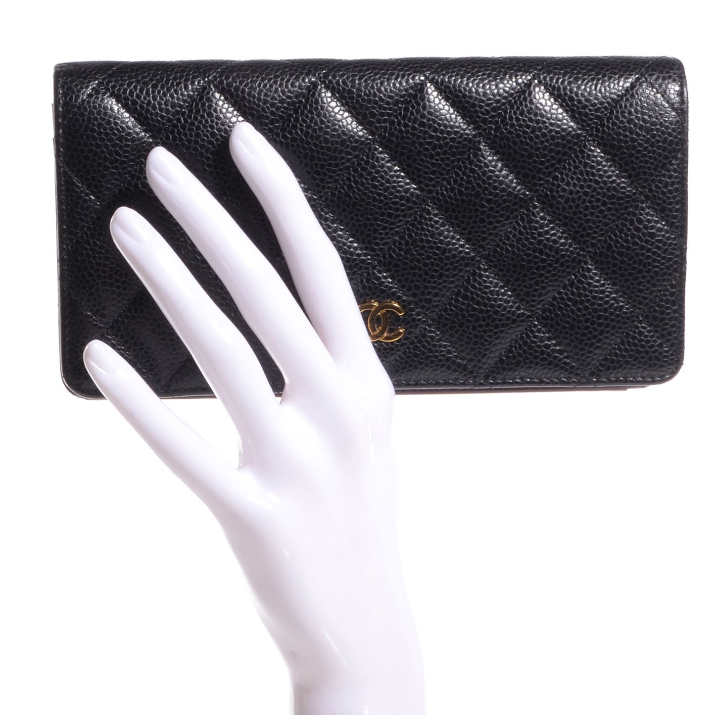 Caviar Quilted Yen Wallet Black
