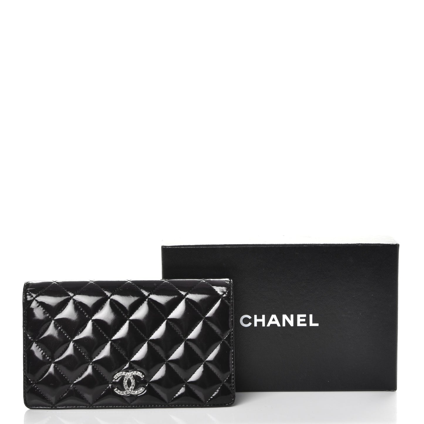 Patent Quilted Brilliant Yen Wallet Dark Purple