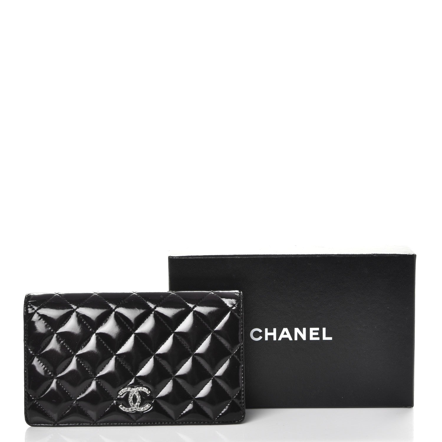 Chanel Patent Quilted Brilliant Yen Wallet Dark Purple 9 of 9