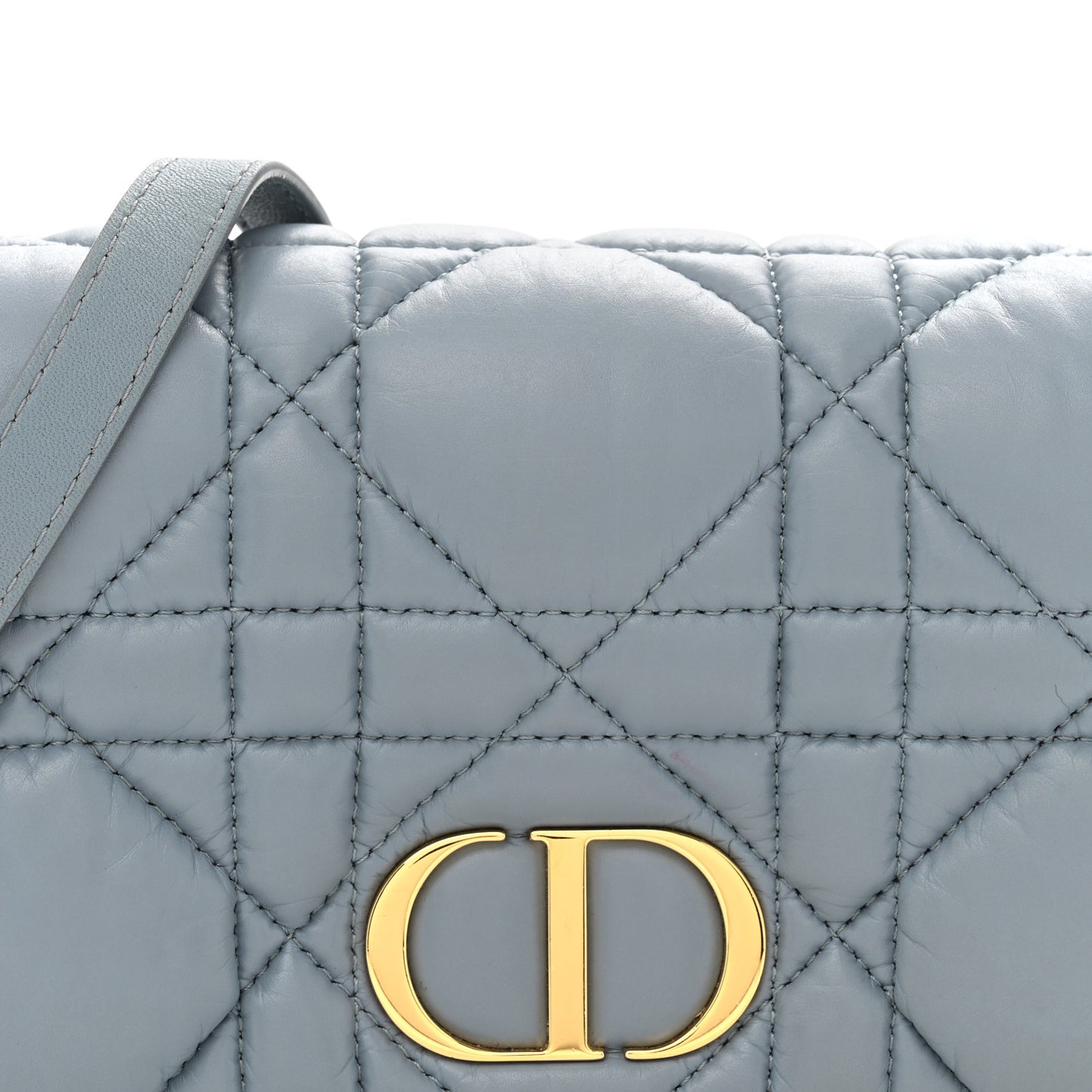 Lambskin Macrocannage Mini Dior Caro Bag Cloud Blue