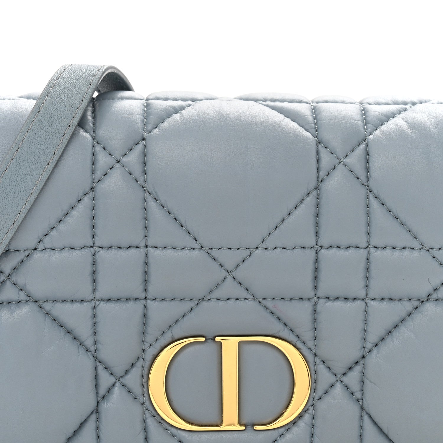 Christian Dior Lambskin Macrocannage Mini Dior Caro Bag Cloud Blue 9 of 14