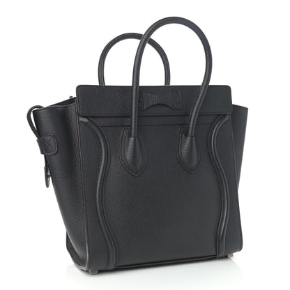 Celine Drummed Calfskin Micro Luggage Black 3 of 14