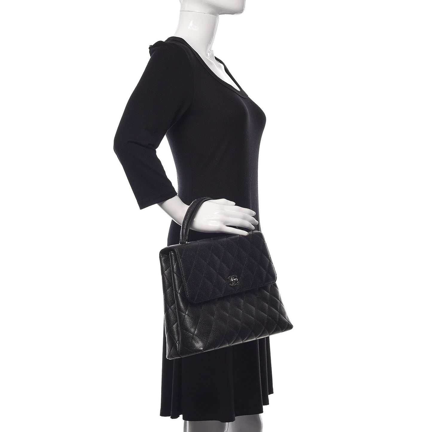 Caviar Quilted Jumbo Kelly Flap Black