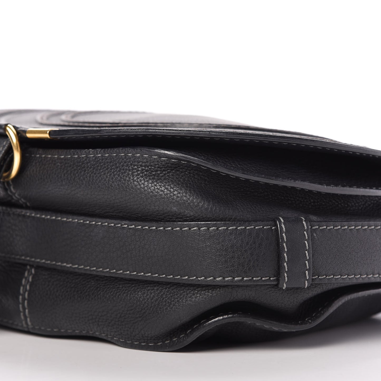 Calfskin Medium Marcie Round Crossbody Bag Black