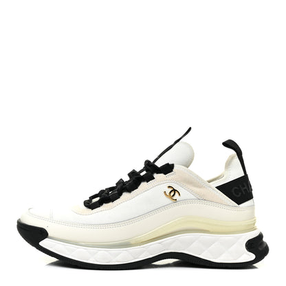 Chanel Velvet Calfskin Mixed Fibers CC Sneakers 41 Ivory Black 1 of 11