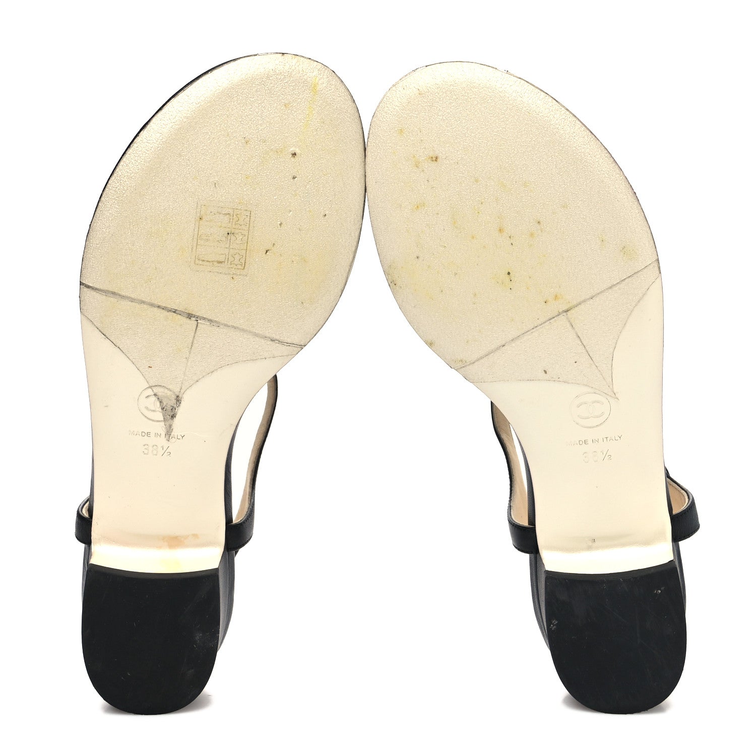 Chanel Pearl Camellia Sandals 38.5 Black 5 of 7