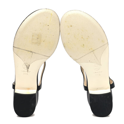 Chanel Pearl Camellia Sandals 38.5 Black 5 of 7