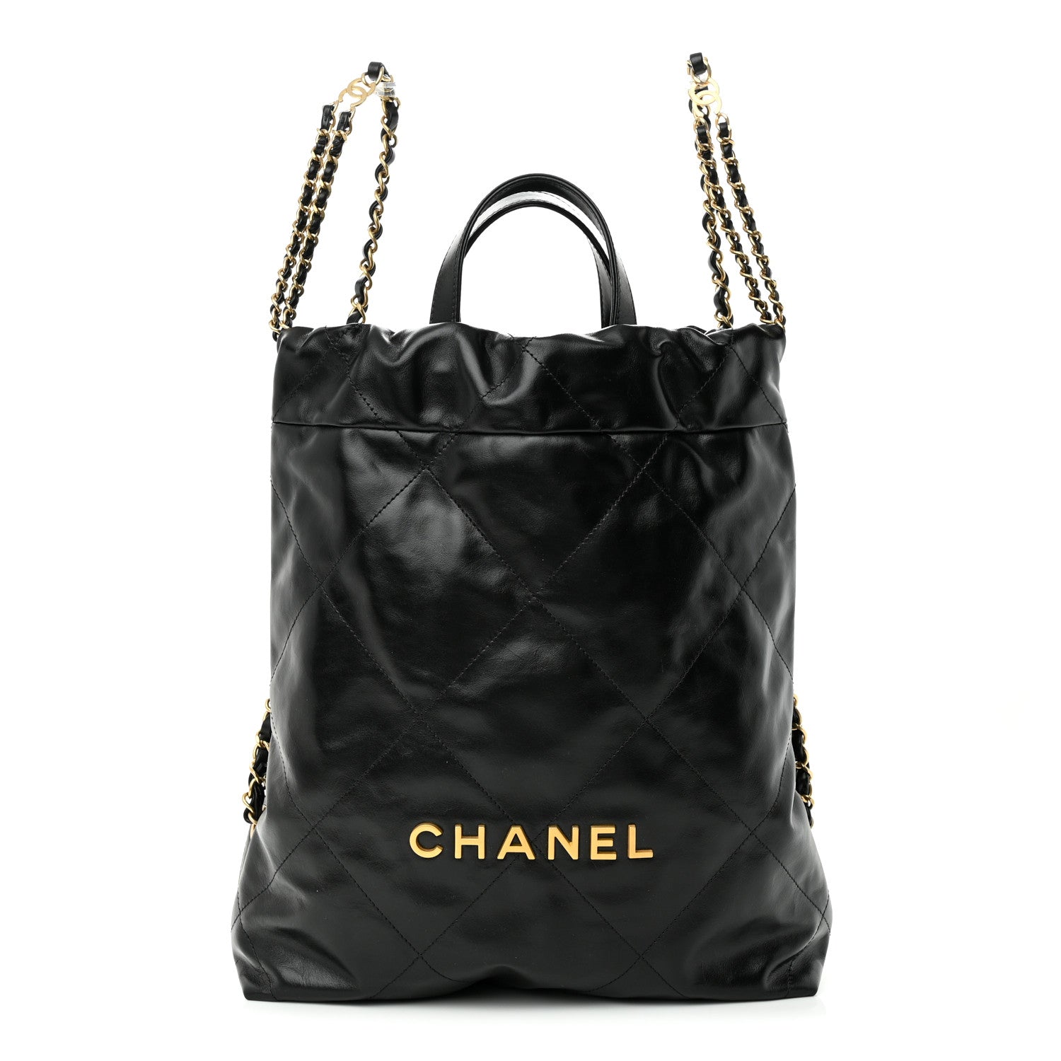Chanel Shiny Calfskin Quilted Chanel 22 Backpack Black 1 of 10